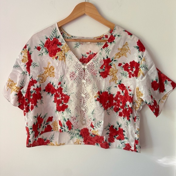 Vintage Y2K Gold Label Victorias Secret‎ Angel Top L Floral Angel Renaissance - Picture 1 of 6